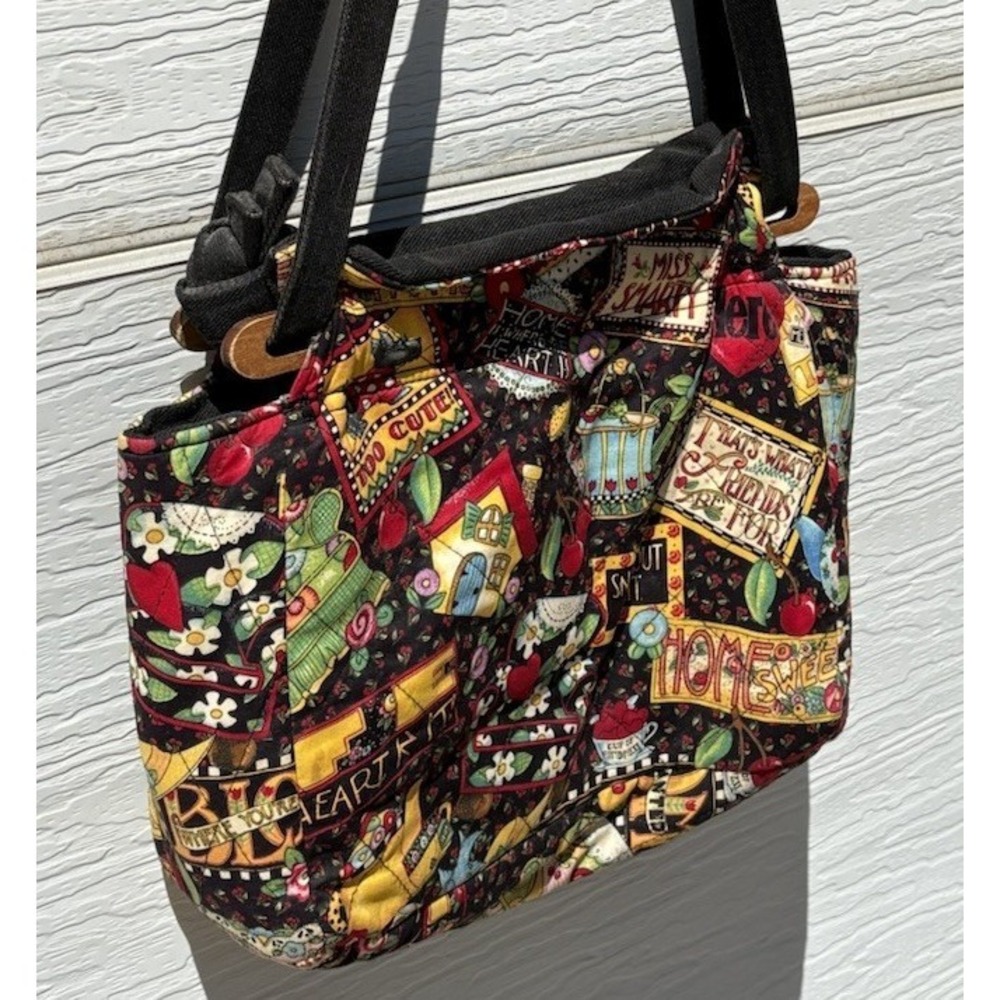 Women's Mary Englebright Denim Lined Handmade Purse Shoulder Bag Folk Art - Picture 3 of 12
